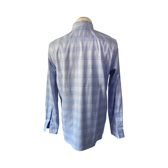 Michael Kors XL Blue Plaid Dress Shirt Men’s Button-Up Long Sleeve - Picture 5 of 10